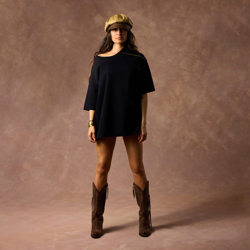 BOYFRIEND BOXY TEE / BLACK ONYX