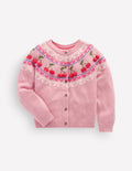 Edie Fair Isle Cardigan-Vintage Pink Marl Cherries