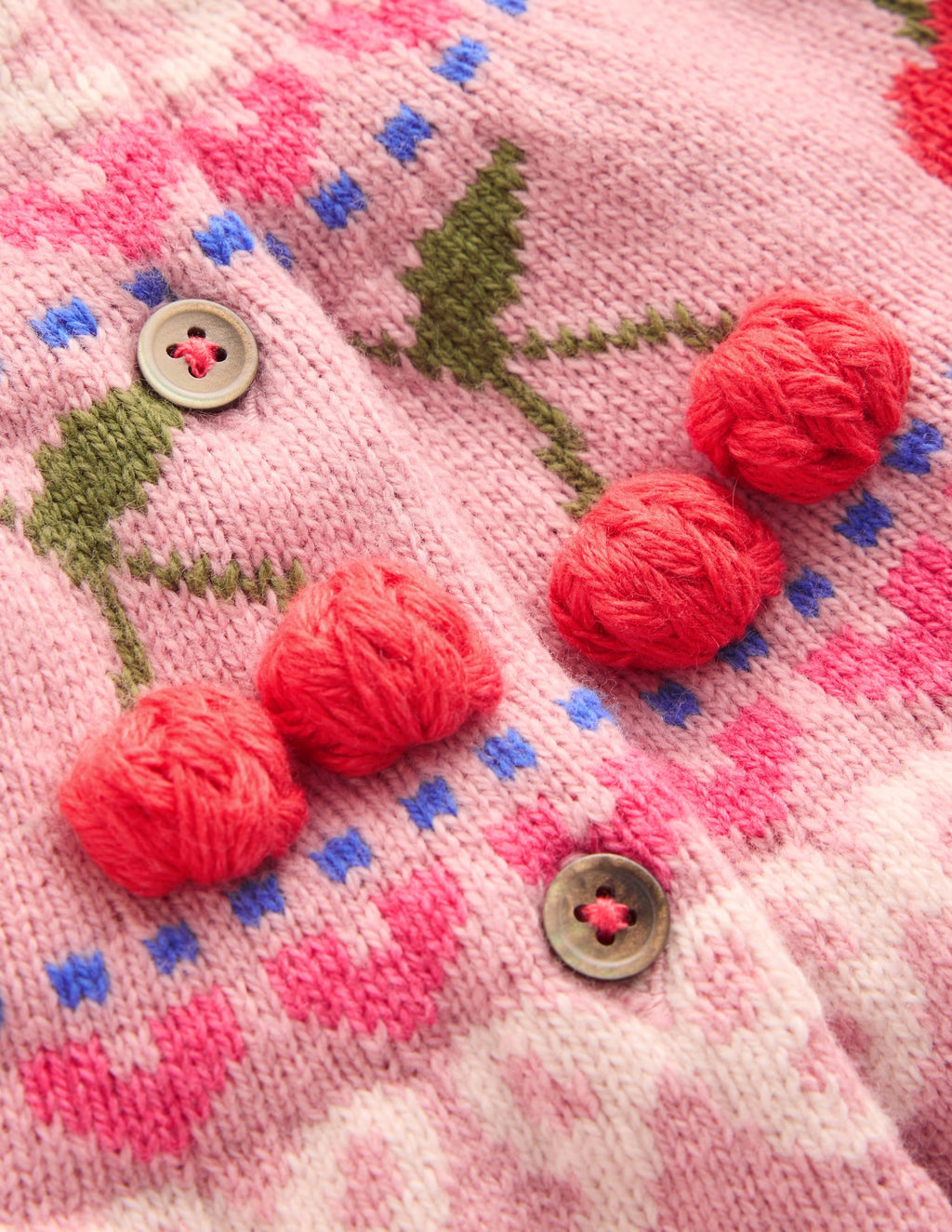 Edie Fair Isle Cardigan-Vintage Pink Marl Cherries