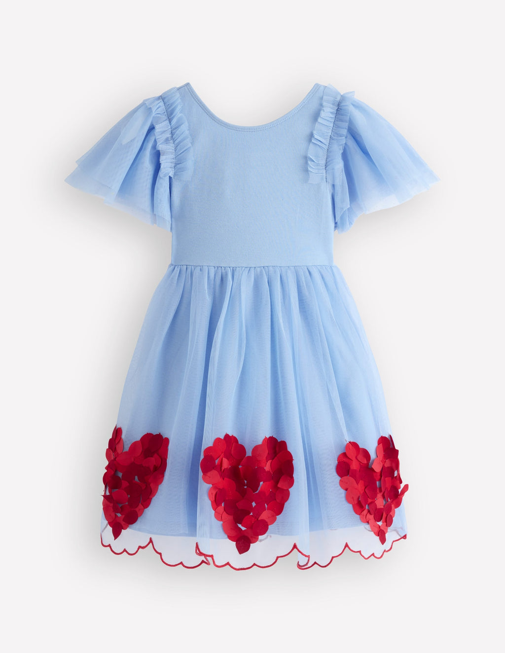 Short Sleeve Logo Tulle Dress-Blue Hearts