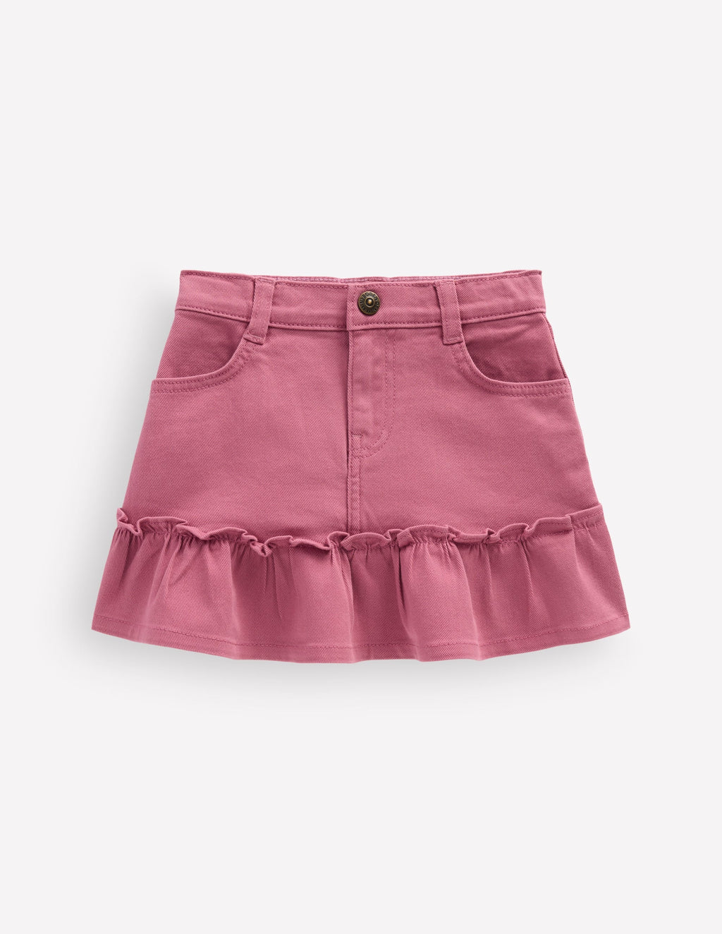 Frill Hem Denim Skirt-Pink Heather