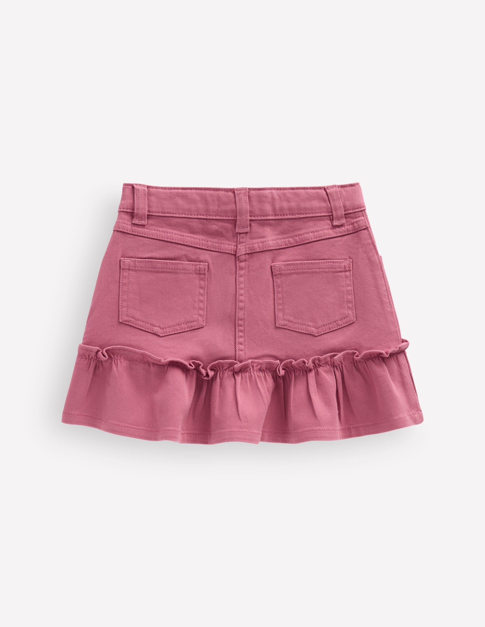 Frill Hem Denim Skirt-Pink Heather