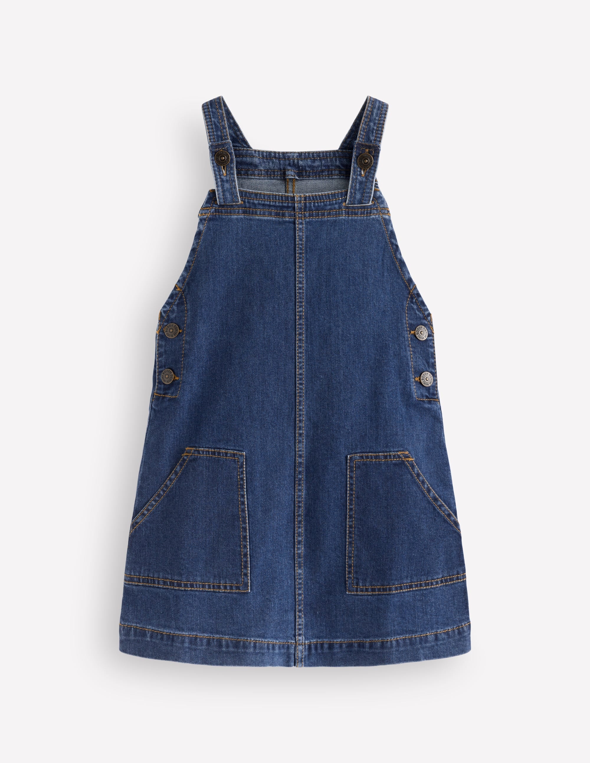 A-line Overalls Dress-Plain Denim