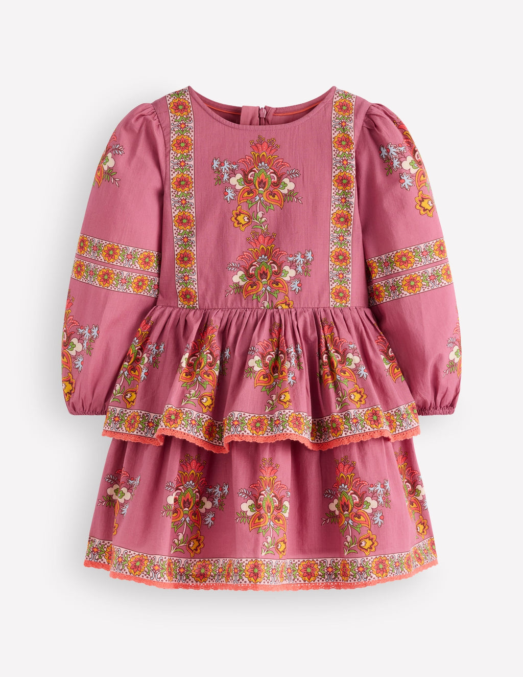 Gathered Waist Rara Dress-Pink Floral Placement