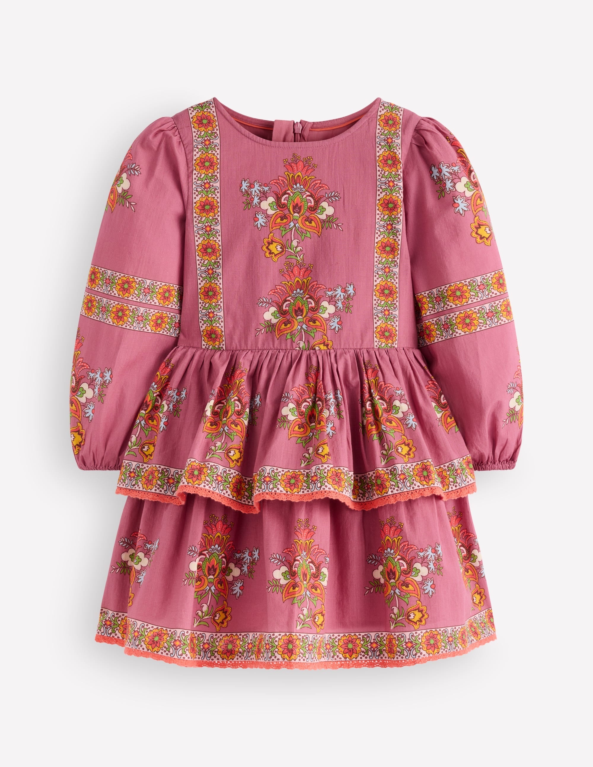 Gathered Waist Rara Dress-Pink Floral Placement