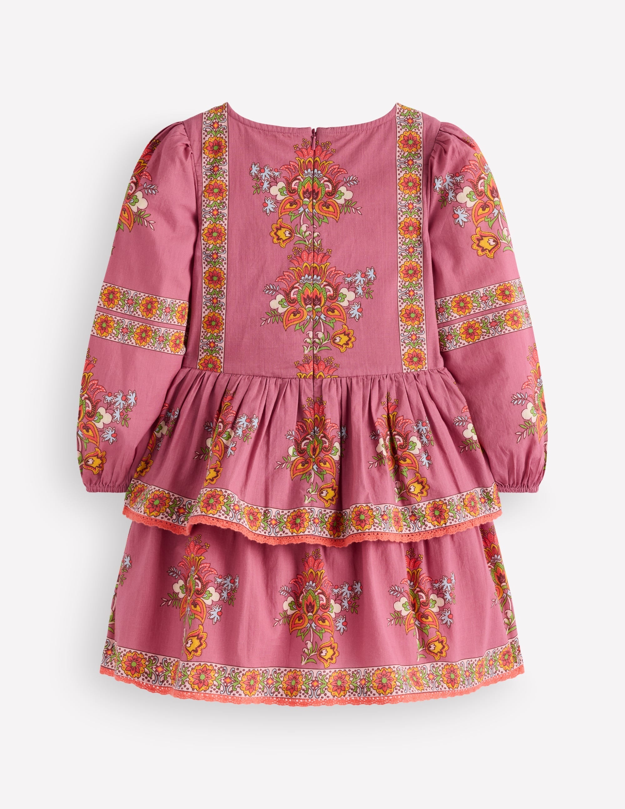 Gathered Waist Rara Dress-Pink Floral Placement