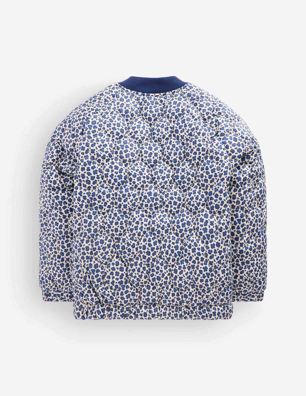 Quilted Bomber Jacket-Calico White/ Blue Leopard
