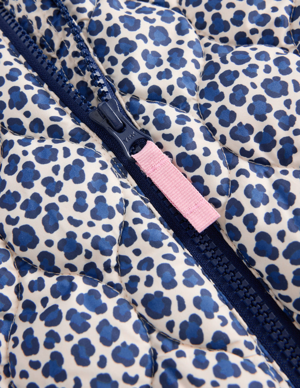 Quilted Bomber Jacket-Calico White/ Blue Leopard