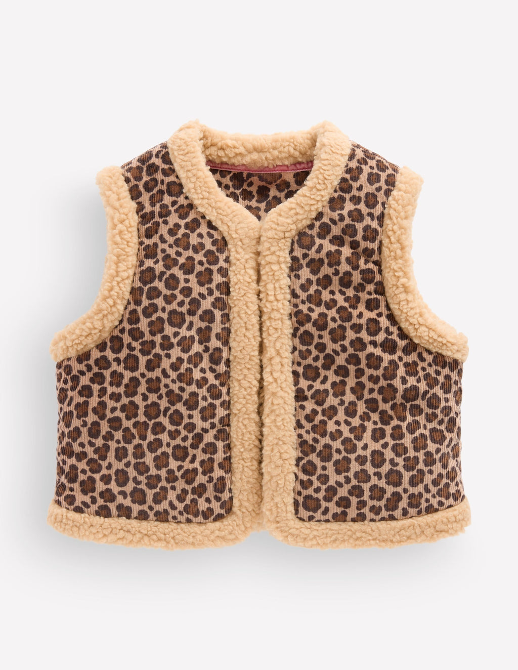 Borg Trim Vest-Brown Leopard