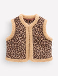 Borg Trim Vest-Brown Leopard
