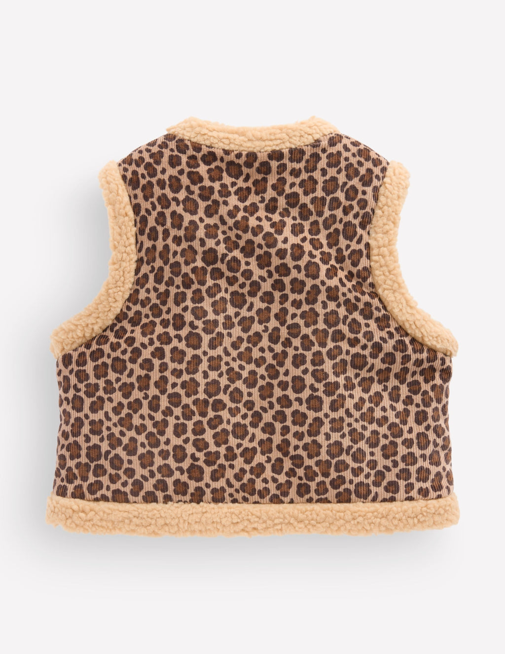 Borg Trim Vest-Brown Leopard