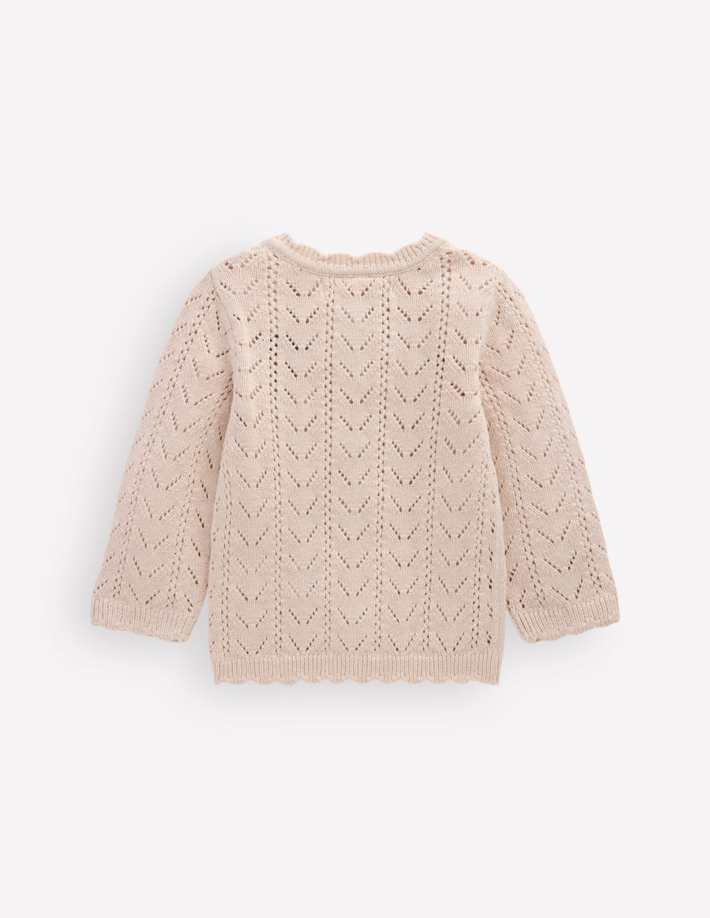 Embroidered Cotton Cardigan-Ecru Marl Mini Embroidered