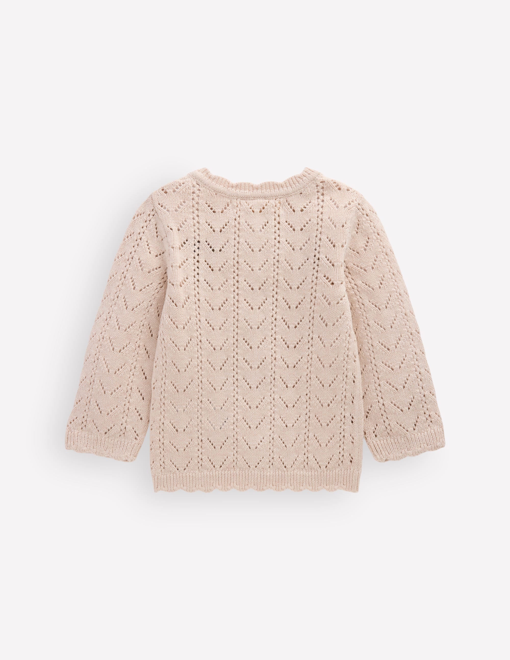 Embroidered Cotton Cardigan-Ecru Marl Mini Embroidered