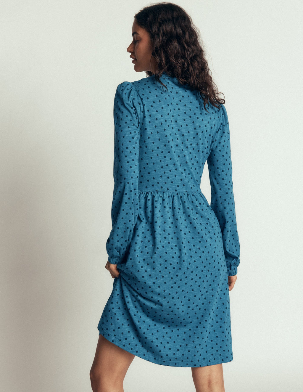 Naomi Relaxed Jersey Dress-Storm Blue, Painted Dot