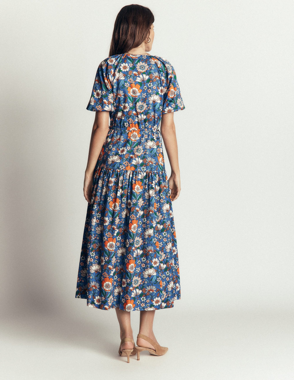 Draw Waist Fashion Dress-Multi, Floral Field