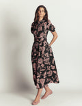 Belted Cotton Midi Dress-Black, Planted Meadows