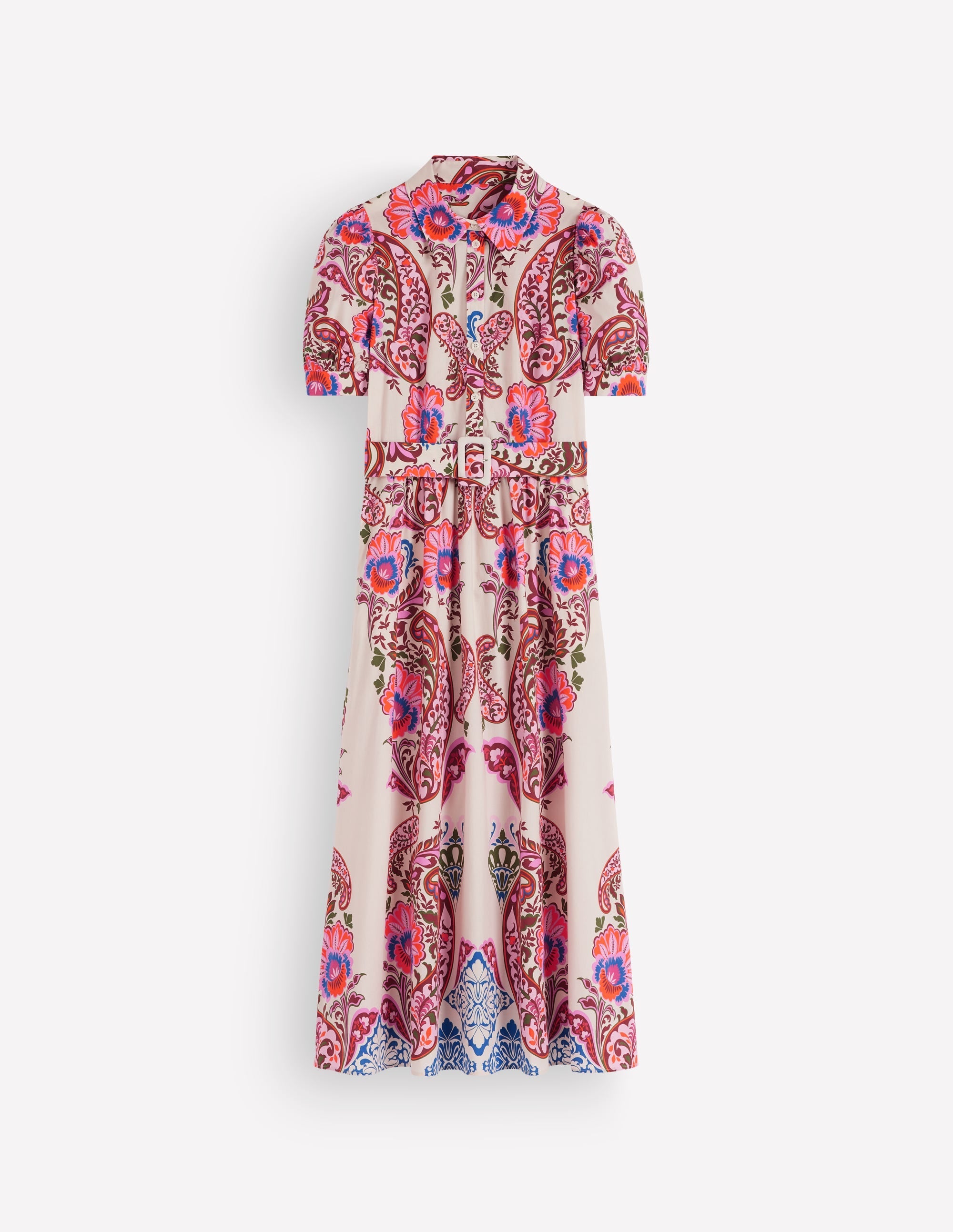 Belted Cotton Midi Dress-Multi, Bohemia Dream