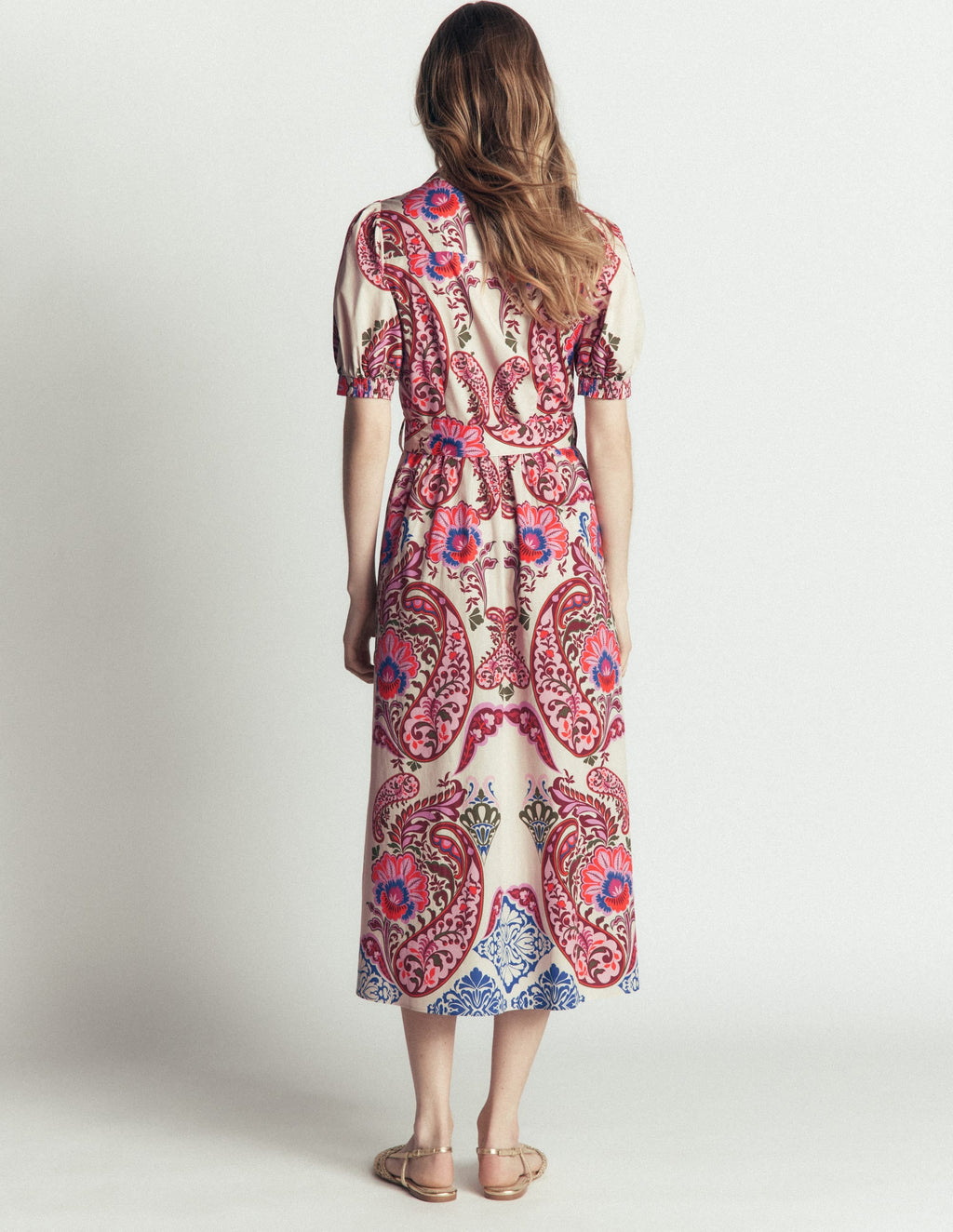 Belted Cotton Midi Dress-Multi, Bohemia Dream