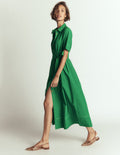 Sarah Cotton Midi Shirt Dress-Fresh Green