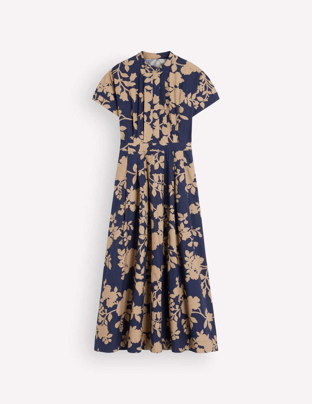 Grown On Sleeve Midi Dress-French Navy, Bouquet Breeze