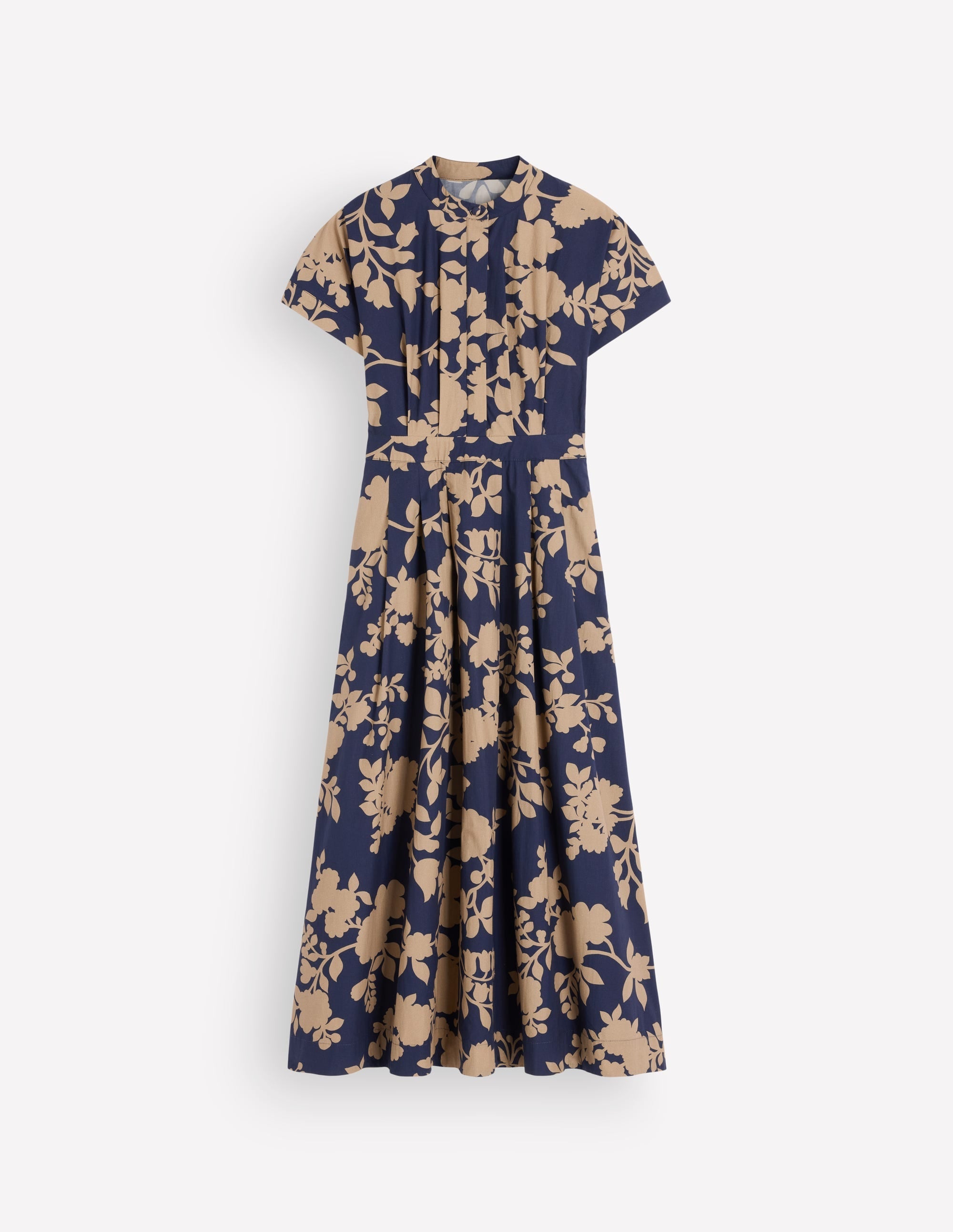 Grown On Sleeve Midi Dress-French Navy, Bouquet Breeze