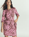 Adele Belted Jersey Dress-Raw Umber, Arabesque Meadows