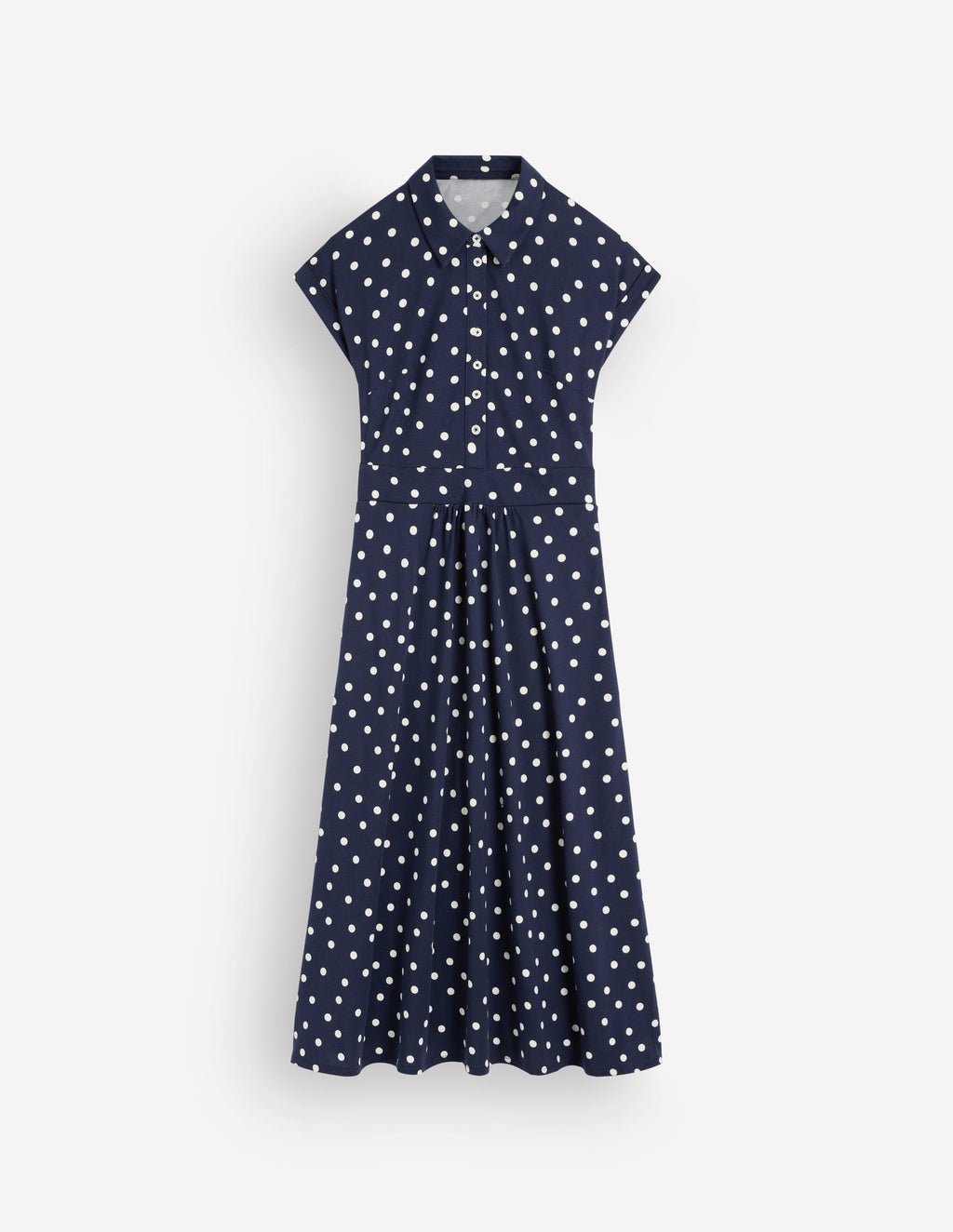 Fae Jersey Shirt Dress-Navy, Painted Dot Spaced