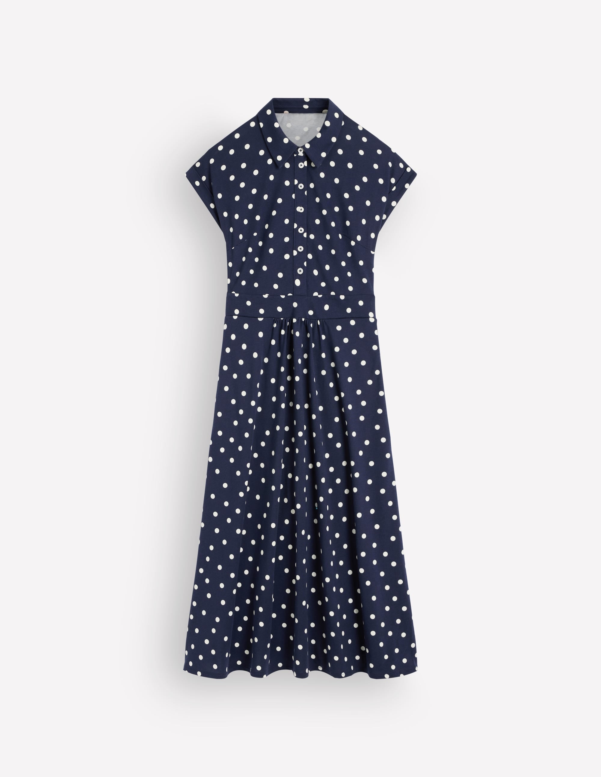 Fae Jersey Shirt Dress-Navy, Painted Dot Spaced