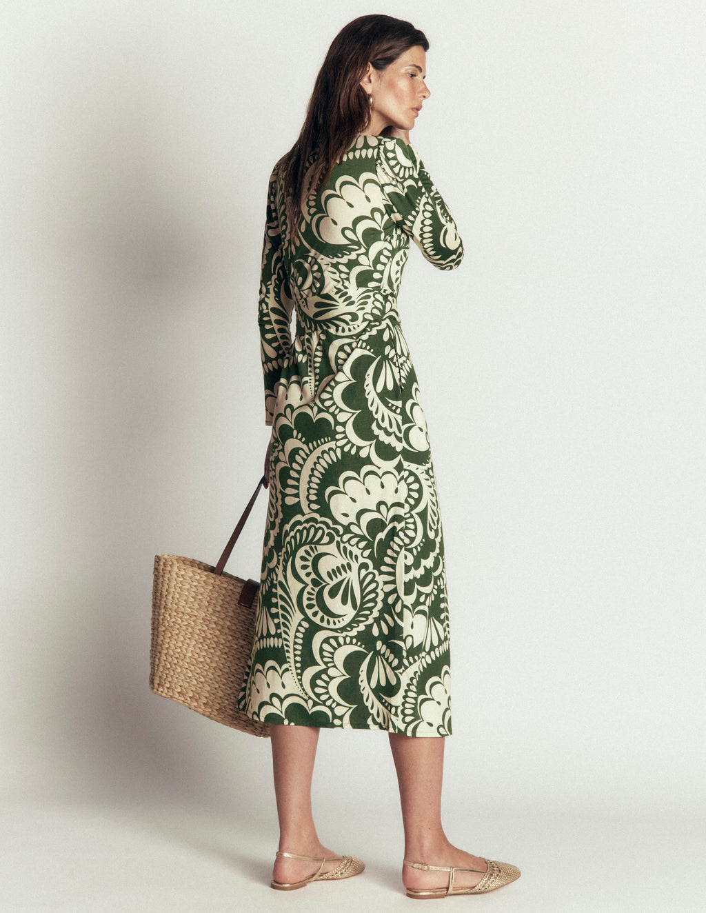 Honor Column Jersey Midi Dress-Chive, Flourishing Medley