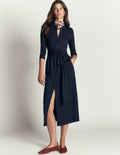 Honor Column Jersey Midi Dress-Navy