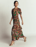 V Neck Layered Dress-Fudgesickle Whimsical Flora