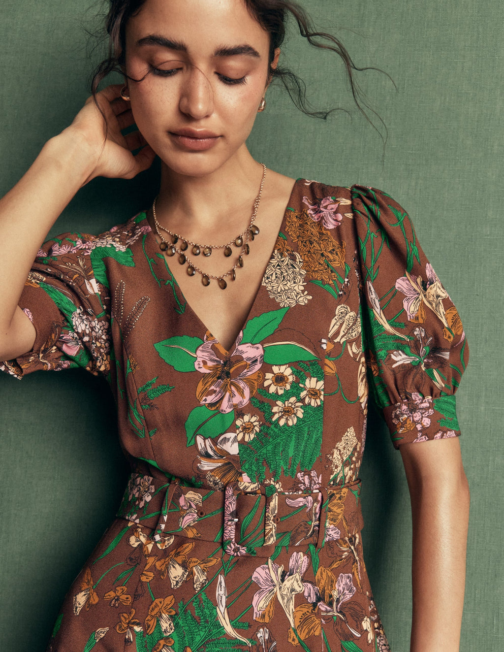 V Neck Layered Dress-Fudgesickle Whimsical Flora