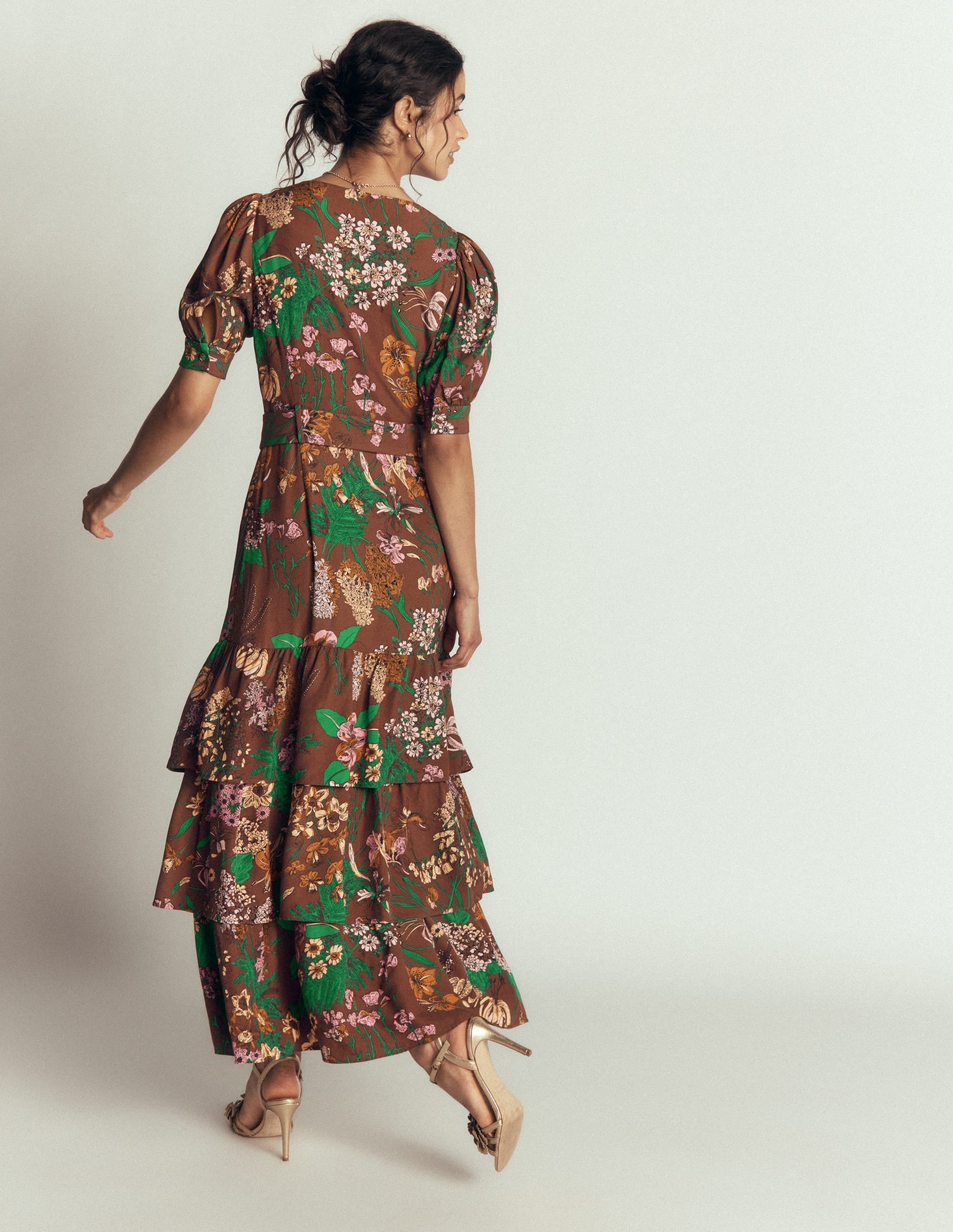 V Neck Layered Dress-Fudgesickle Whimsical Flora