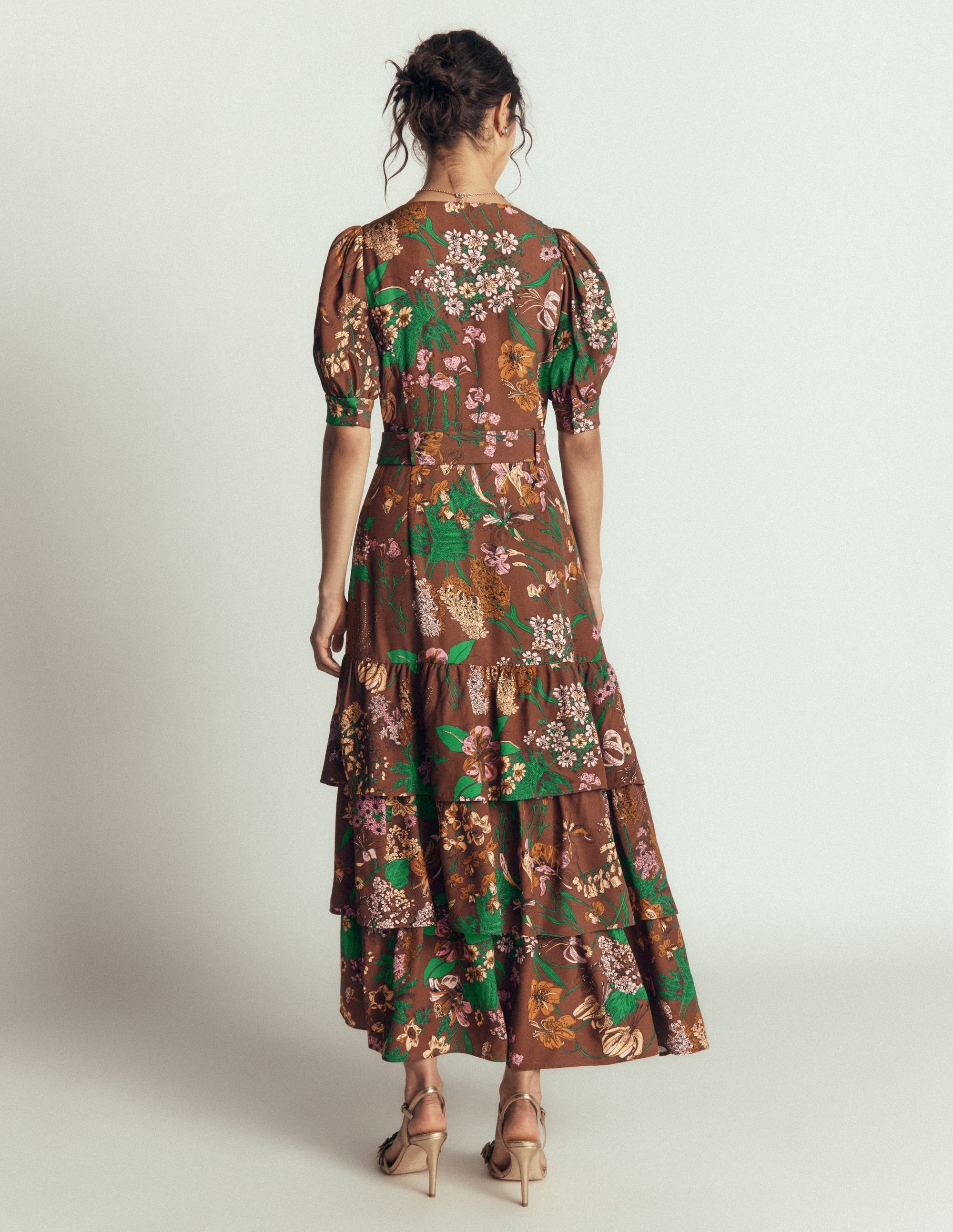 V Neck Layered Dress-Fudgesickle Whimsical Flora