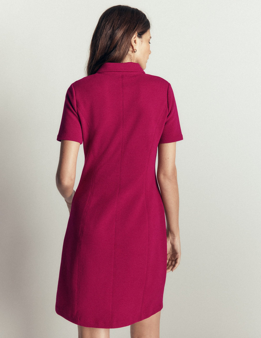 Nia Short Sleeve Zip Dress-Beetroot Red