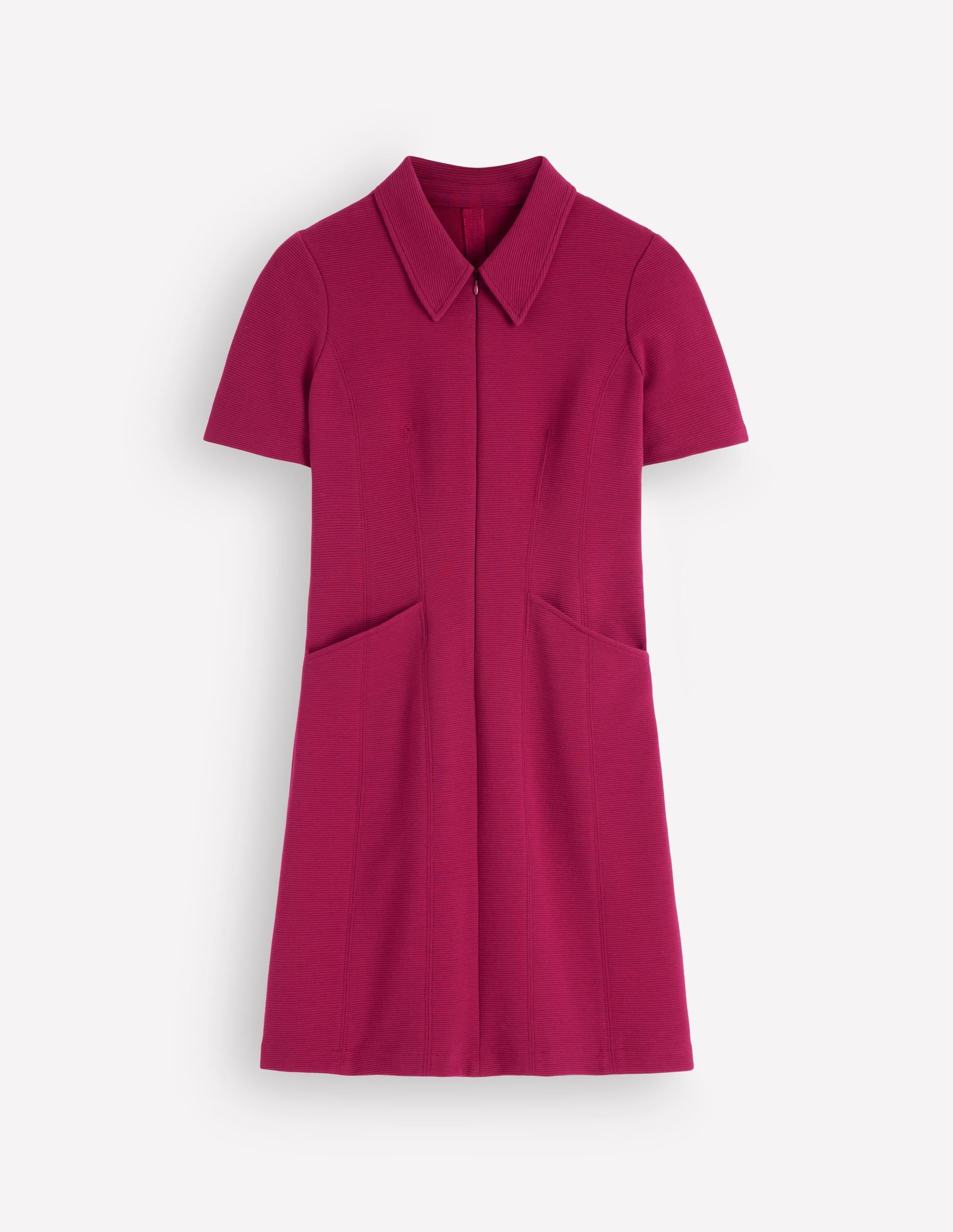 Nia Short Sleeve Zip Dress-Beetroot Red