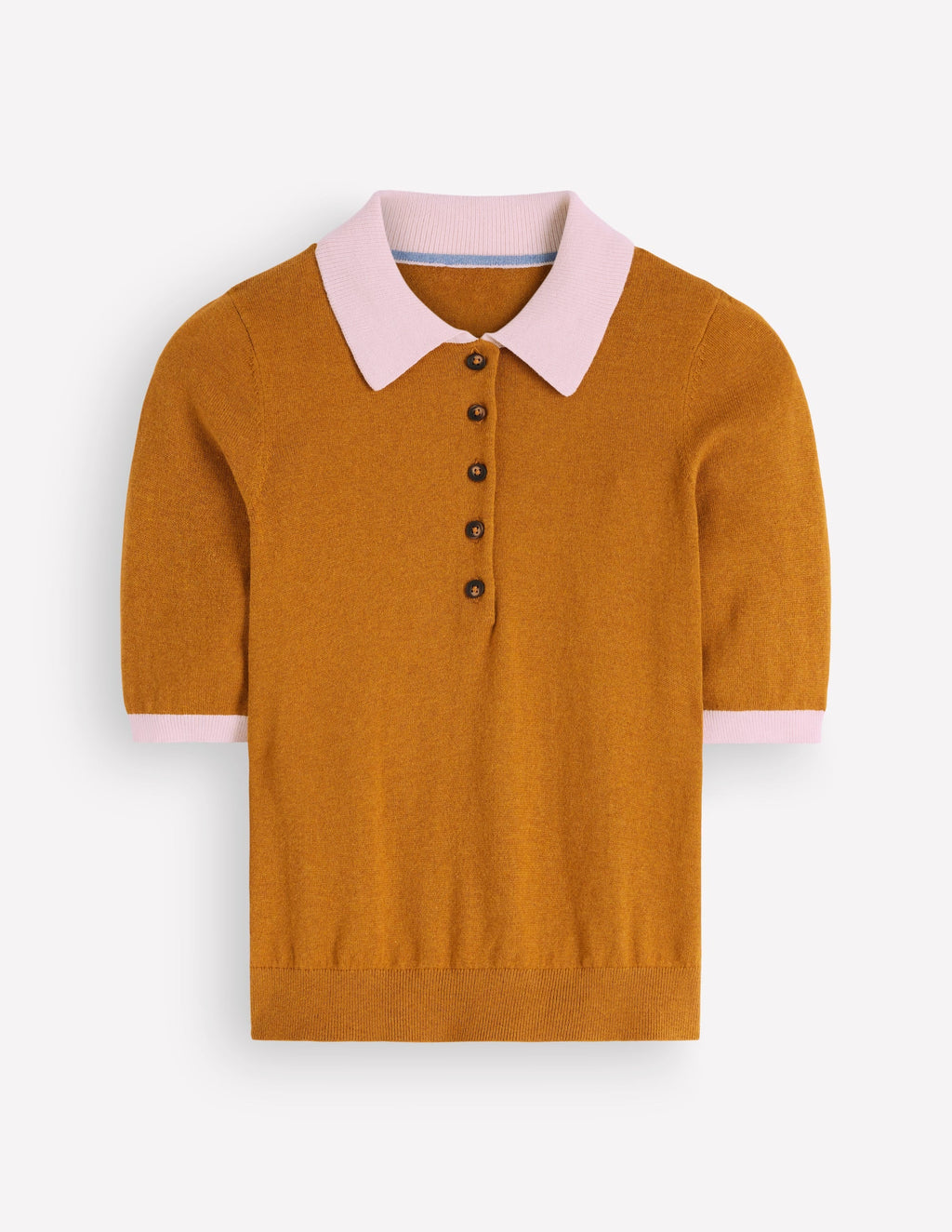 Collared Knitted T-shirt-Toffee Brown