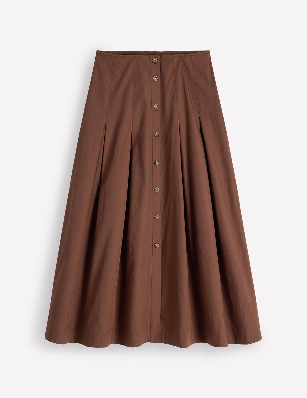 High Waist Pleated Skirt-Raw Umber