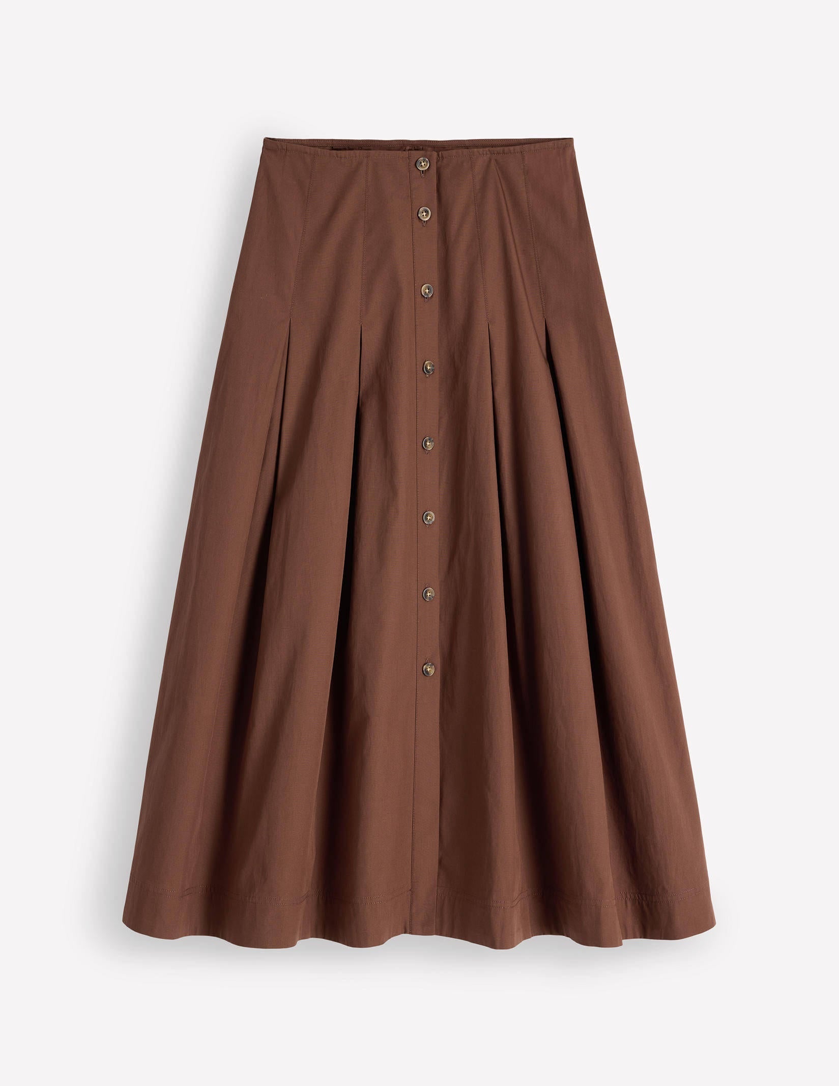 High Waist Pleated Skirt-Raw Umber
