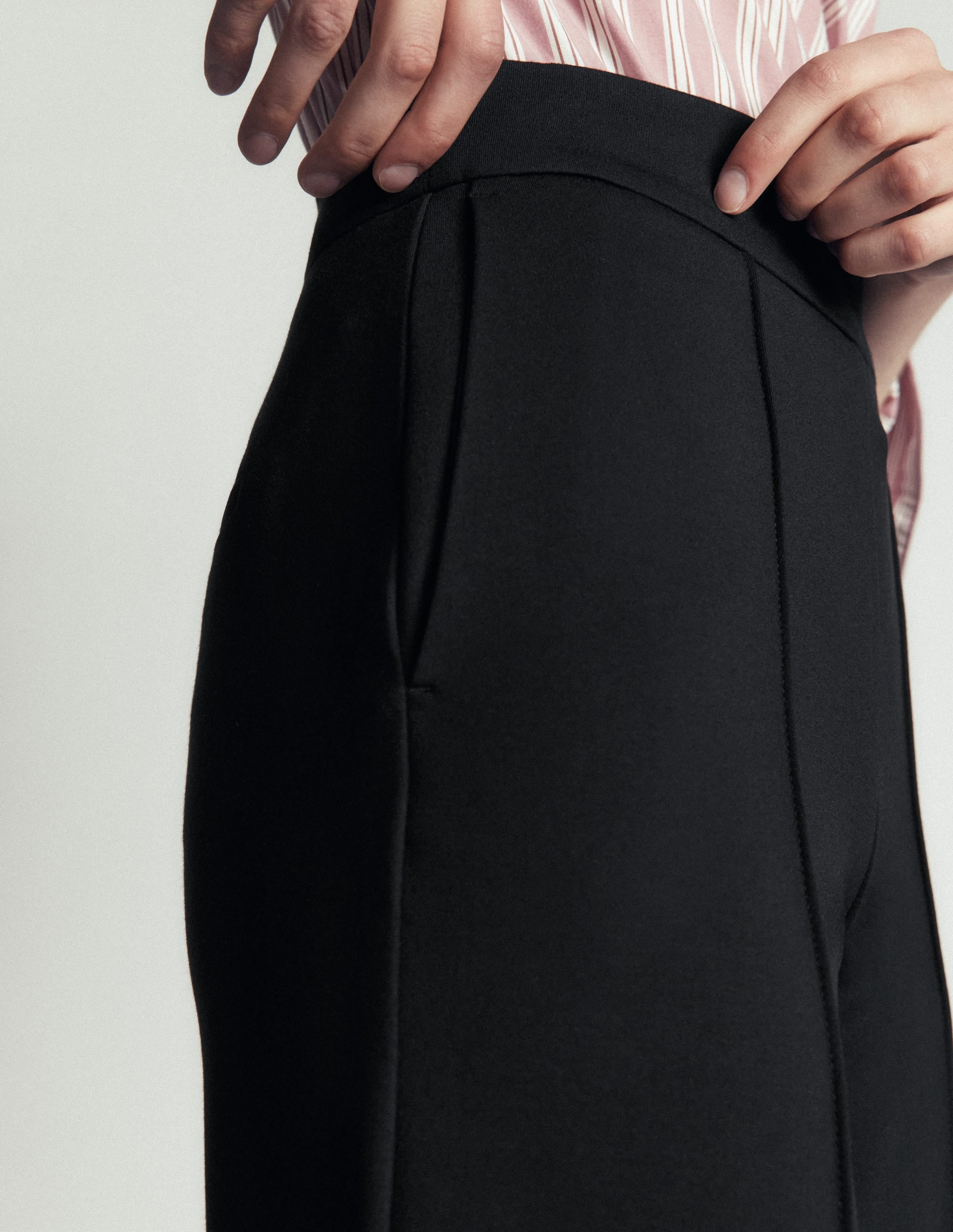 Straight Leg Ponte Pants-Black