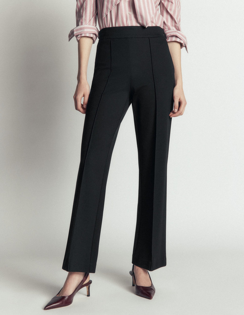 Straight Leg Ponte Pants-Black