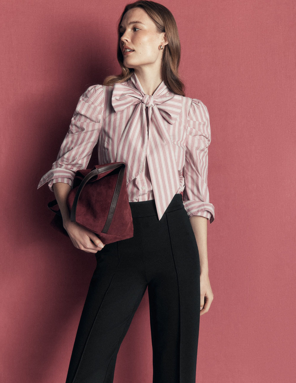 Straight Leg Ponte Pants-Black