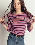 Olivia Long Sleeve Breton-Heather Rose and Navy