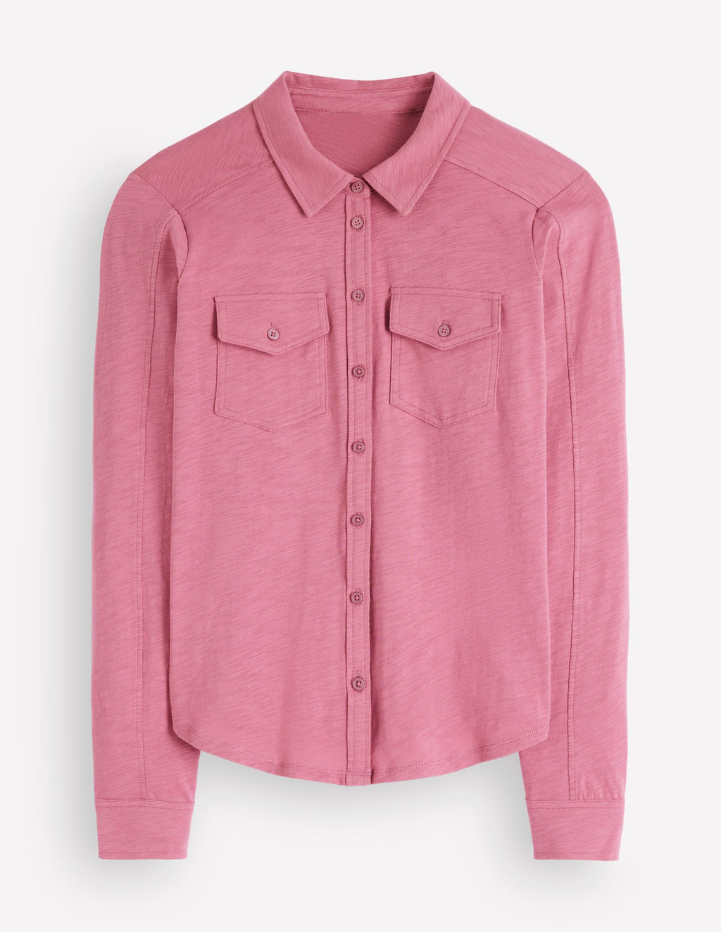 Seam Detail Jersey Shirt-Pink Heather