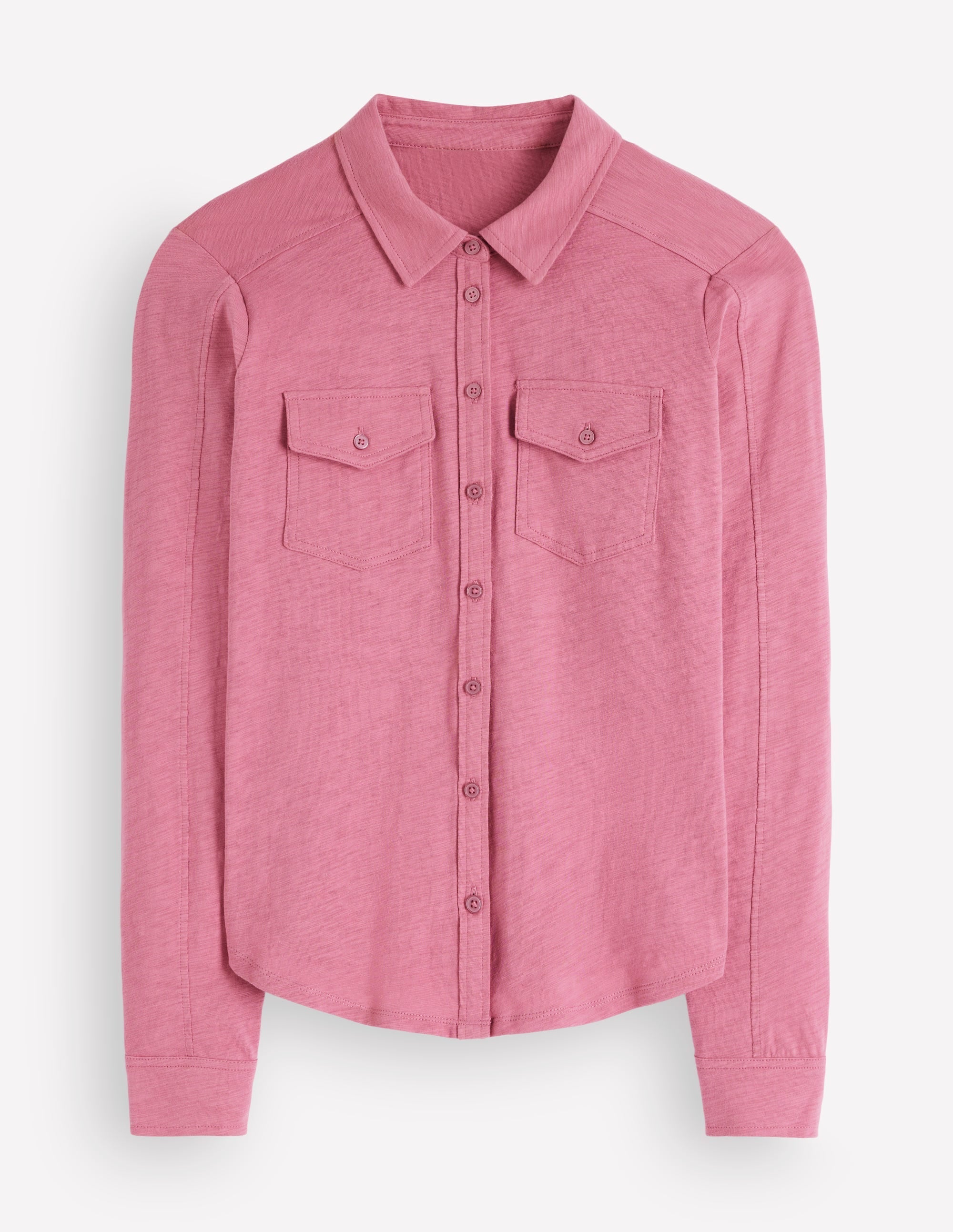 Seam Detail Jersey Shirt-Pink Heather