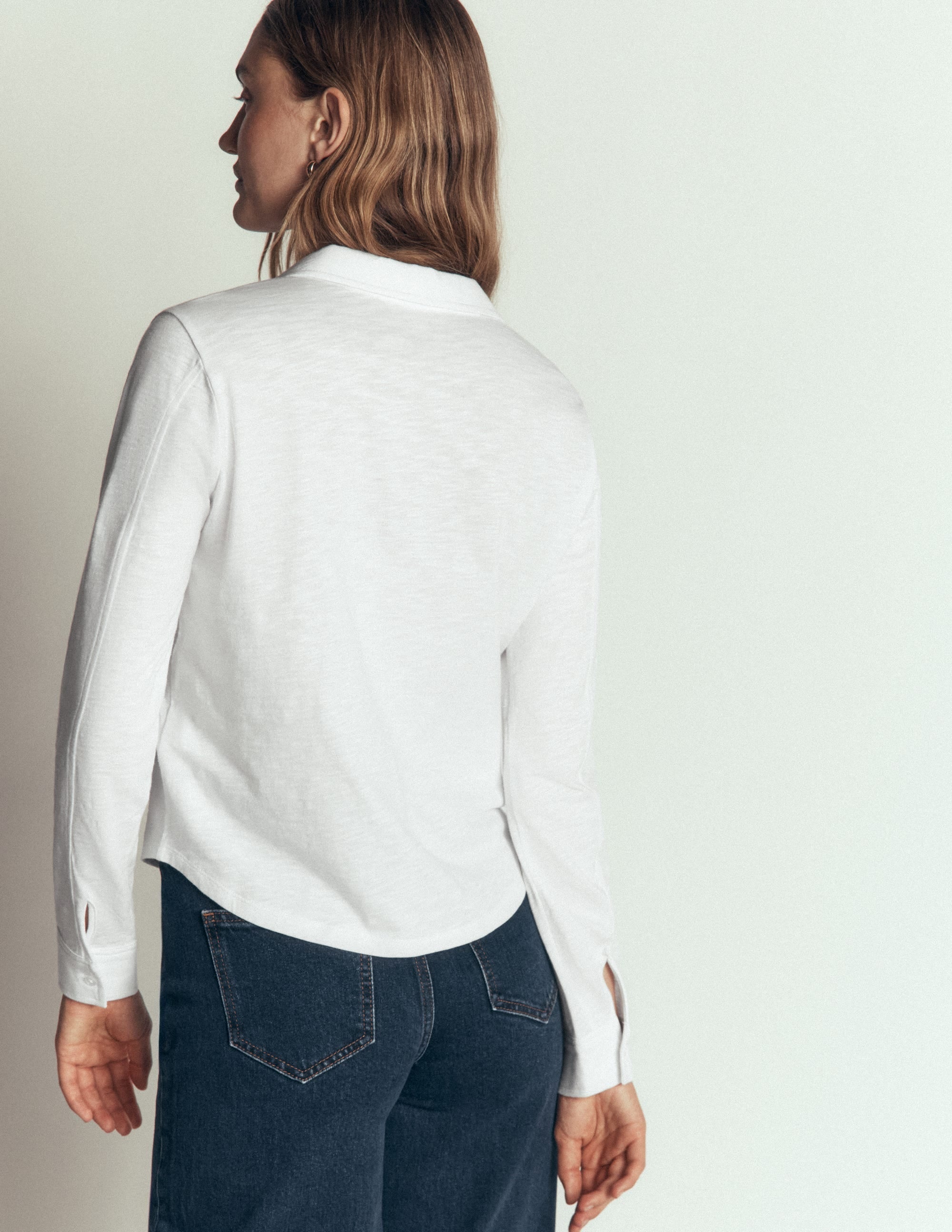 Seam Detail Jersey Shirt-White