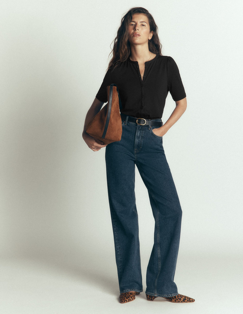 Short Puff Sleeve Top-Black