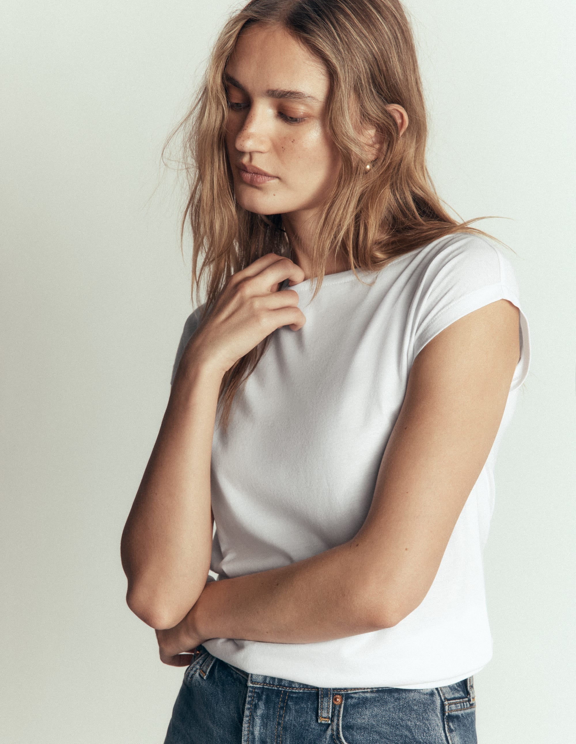 Supersoft Slash Neck T-Shirt-White
