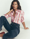 NEW Sienna Cotton Shirt-Ivory, Petal Trail
