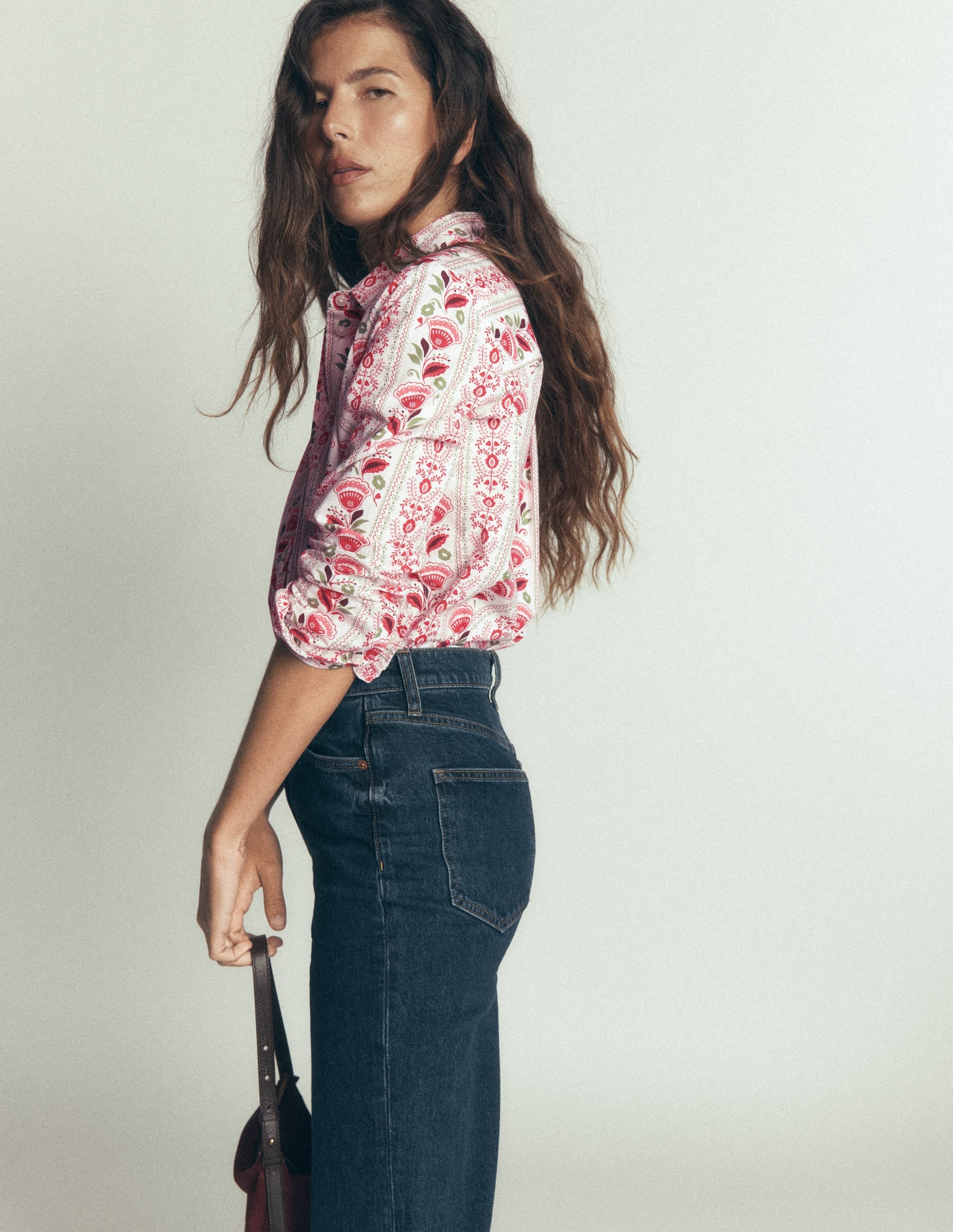 NEW Sienna Cotton Shirt-Ivory, Petal Trail